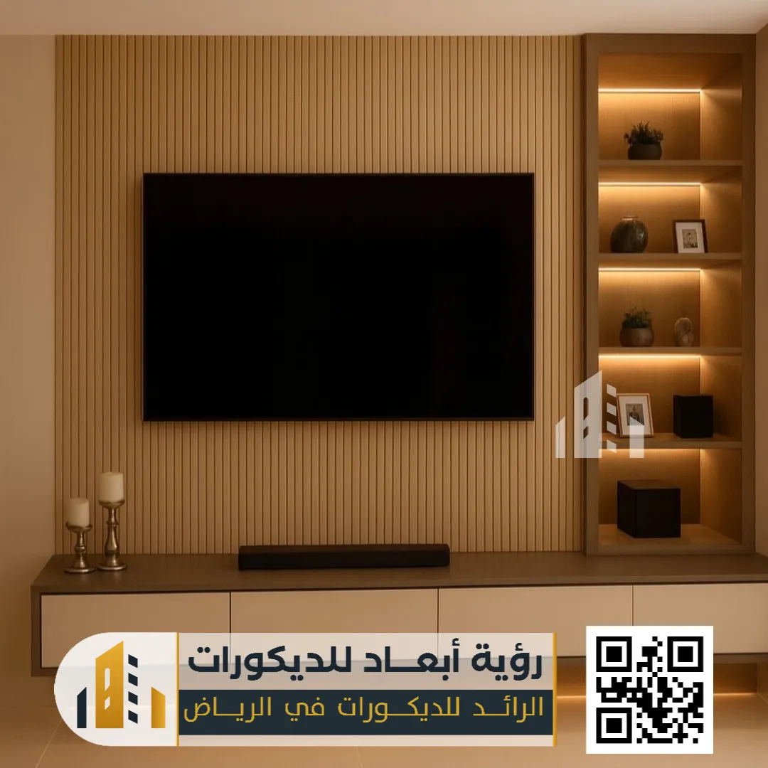 ديكور شاشة بسيط خشب في الرياض حي اشبيلية